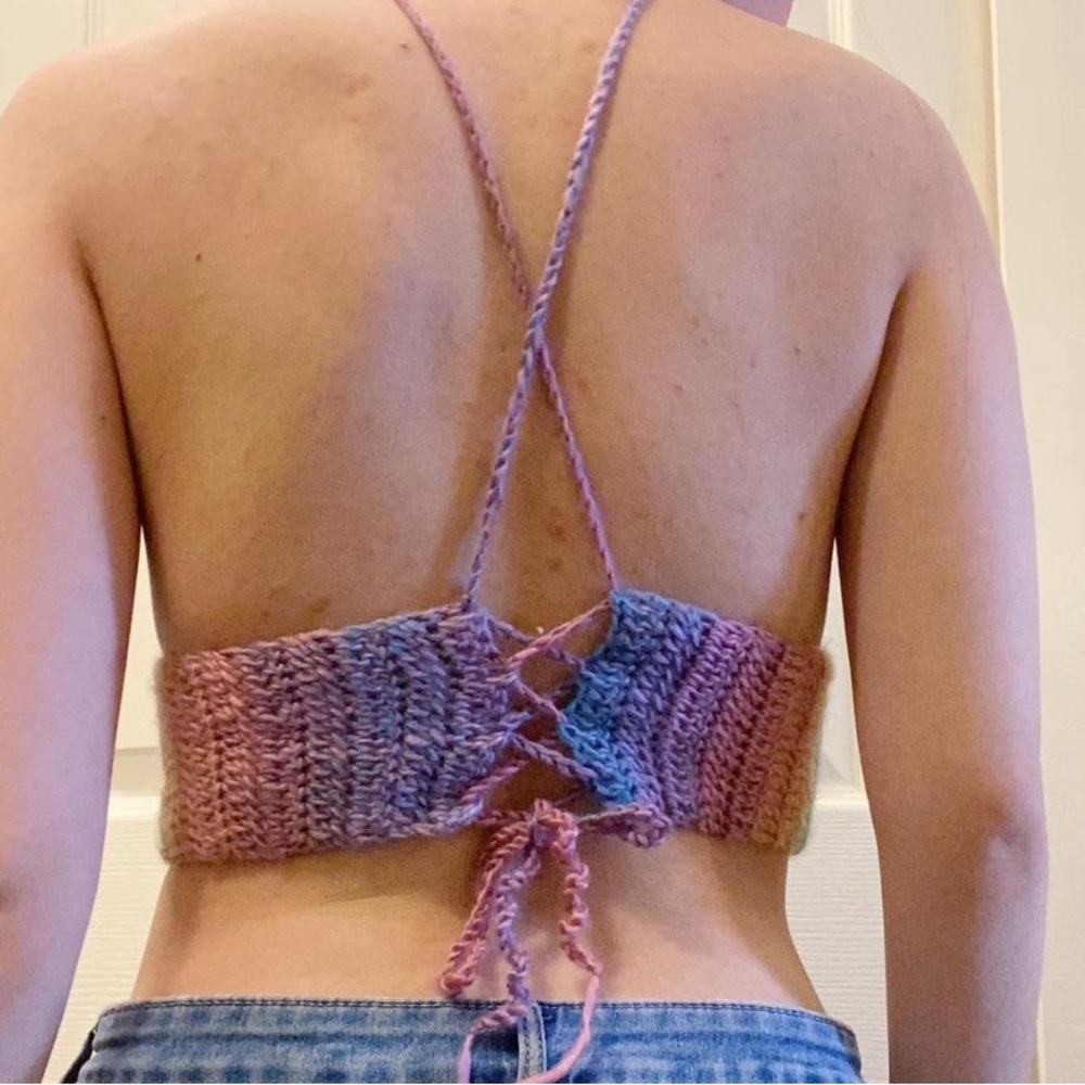 Handmade Crochet Multicolor Halter Top - Picture 3 of 3